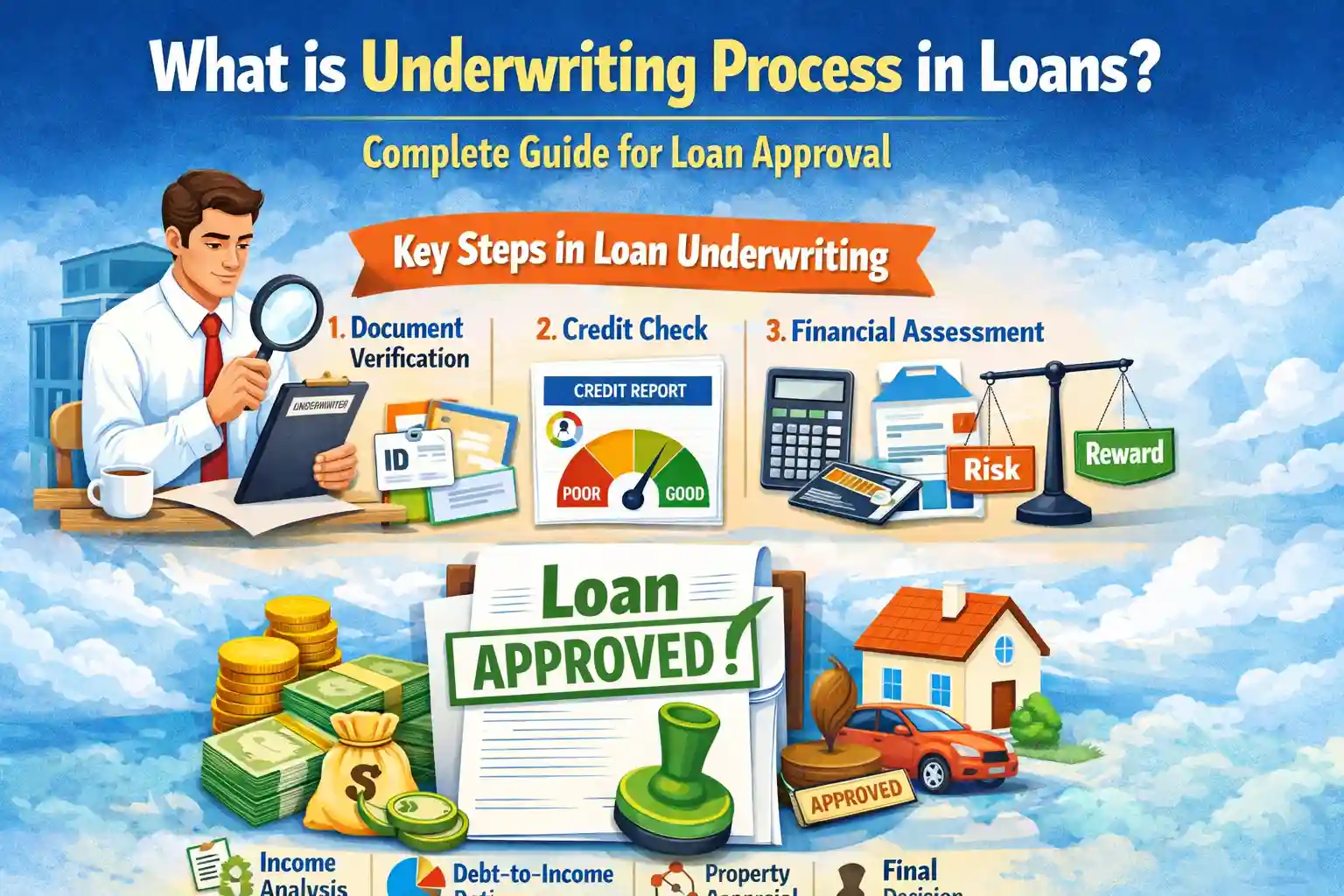 Loan underwriting process explained with risk analysis and approval steps
